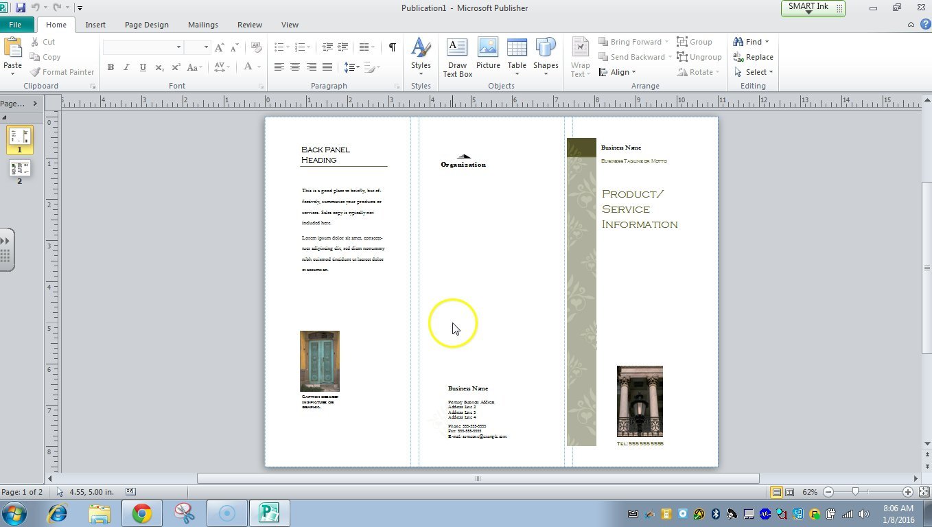 Setting up my brochure with headings
