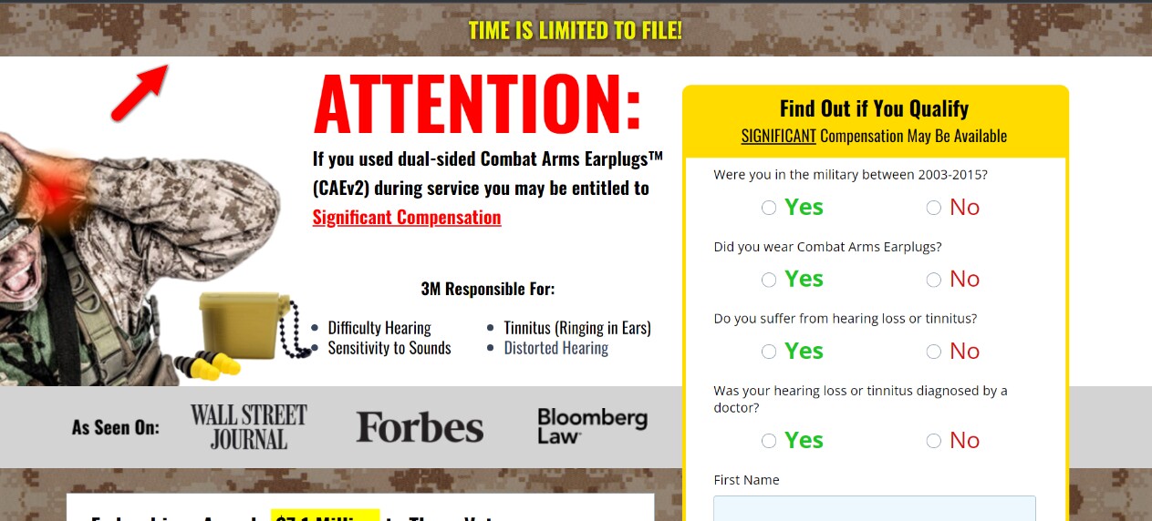 Snip 3M Military Earplugs Injury Lawsuit Free Case Evaluation