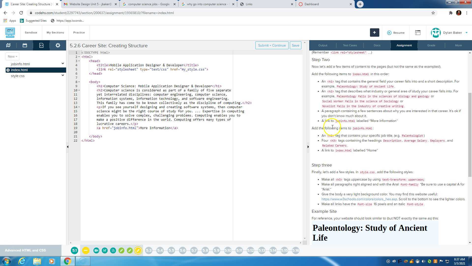 Website Design: CodeHS: 5.2.6 Part 2