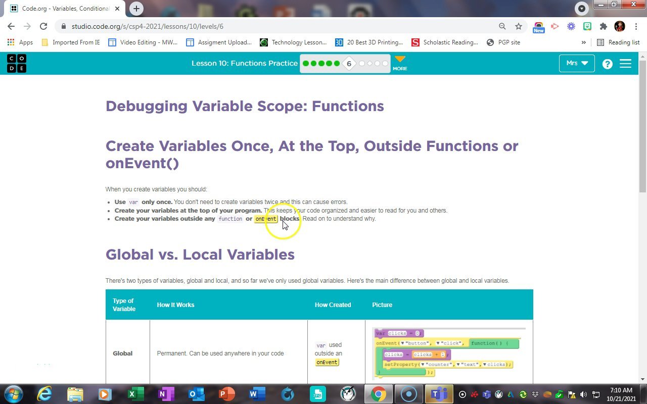 Code.org Unit 4 Lesson 10 Bubbles 6-10