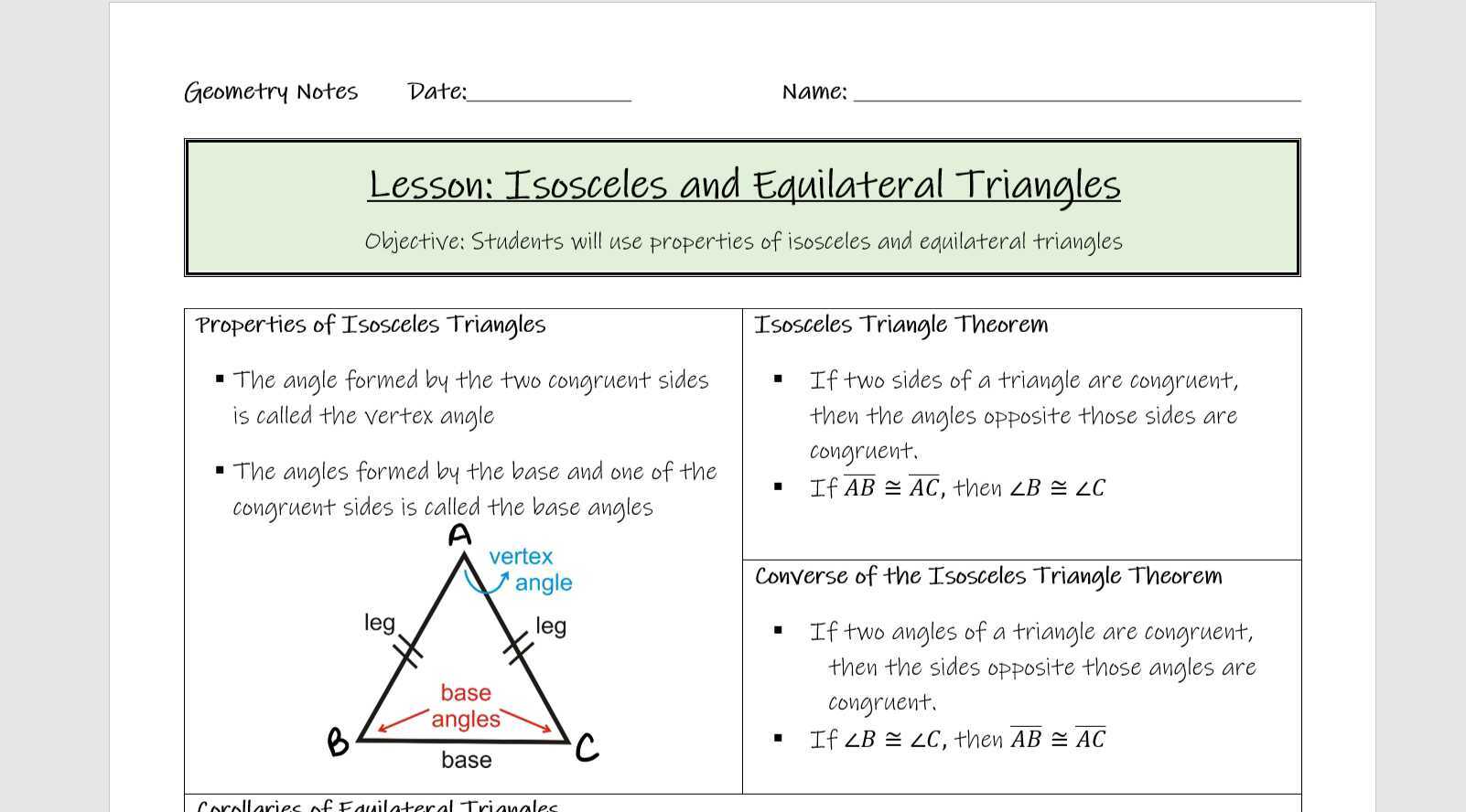 Isosceles and Equilateral Triangles