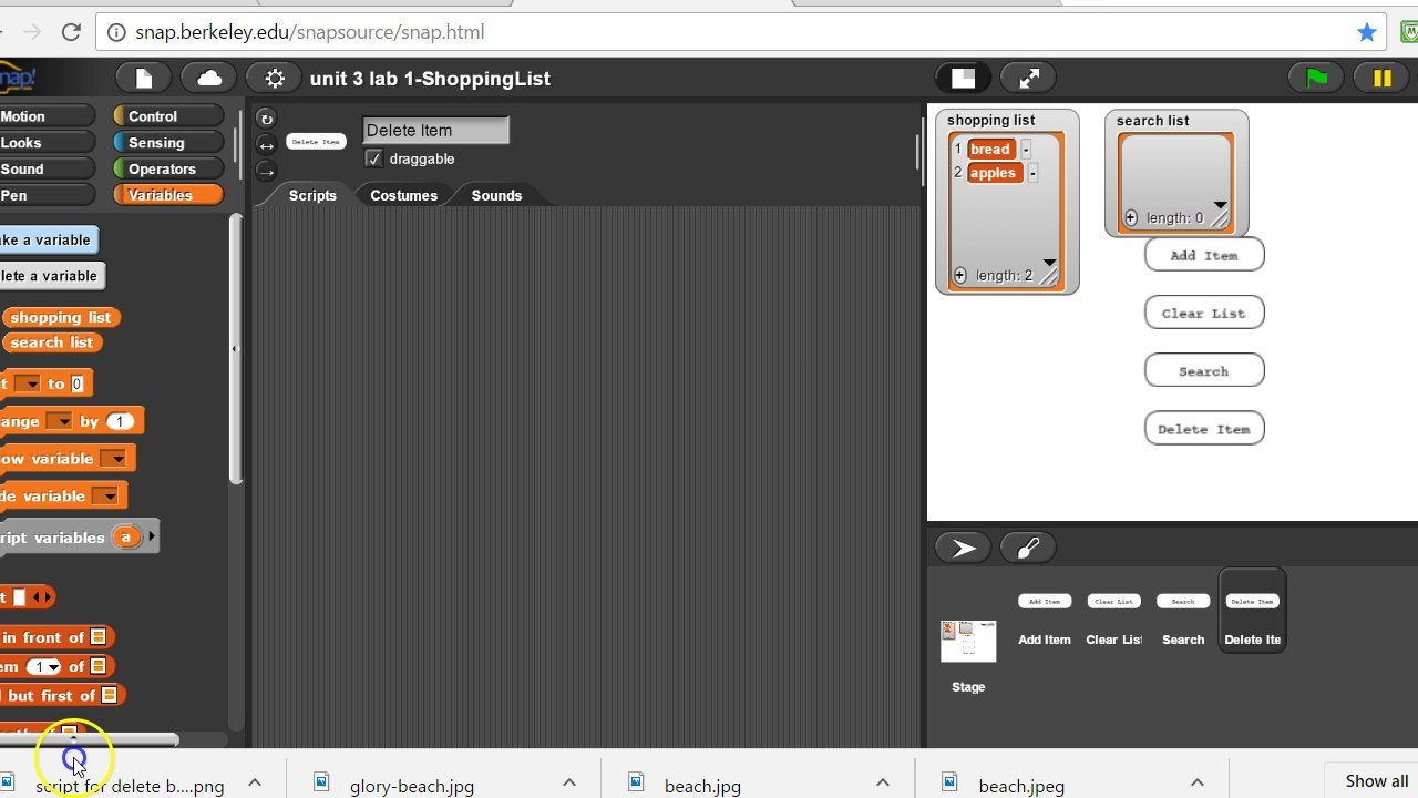 delete button part 1