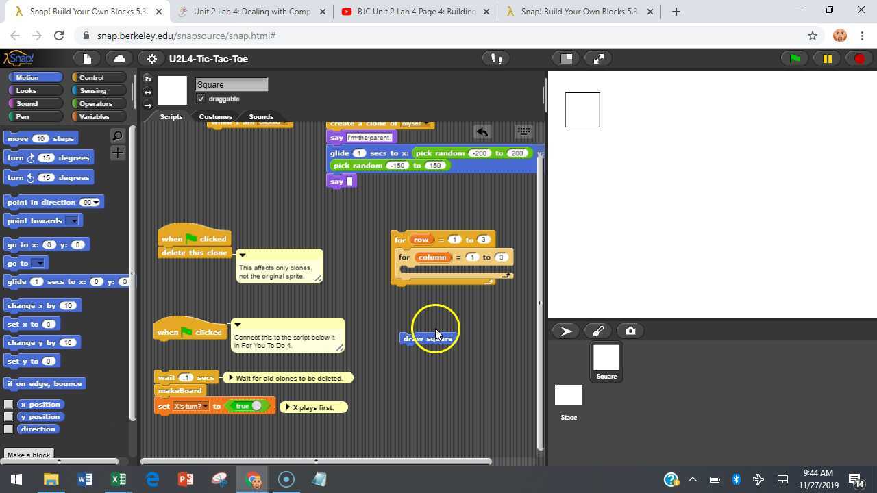 script for for block