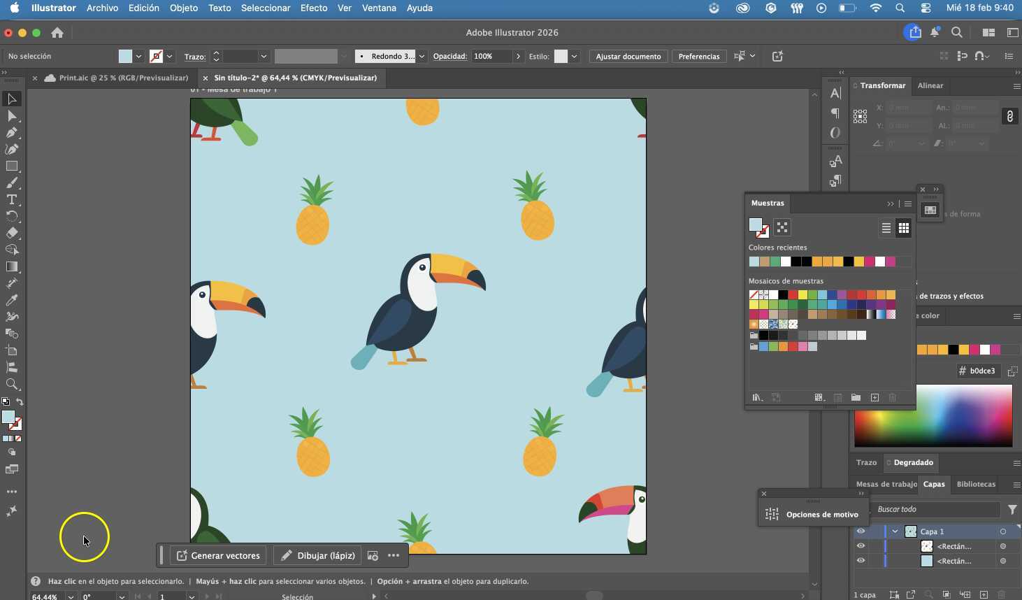 Diseño grafico crear motivo y adaptarlo a rapport para textil