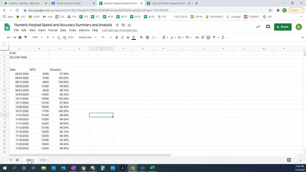 ACC 255 Numeric Keypad Speed and Accuracy Summary and Analysis