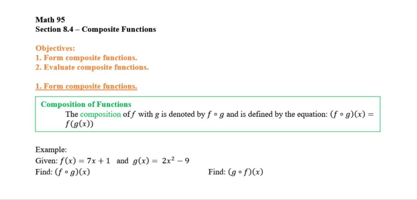 Functions Math 95 MTH95 8.4.1
