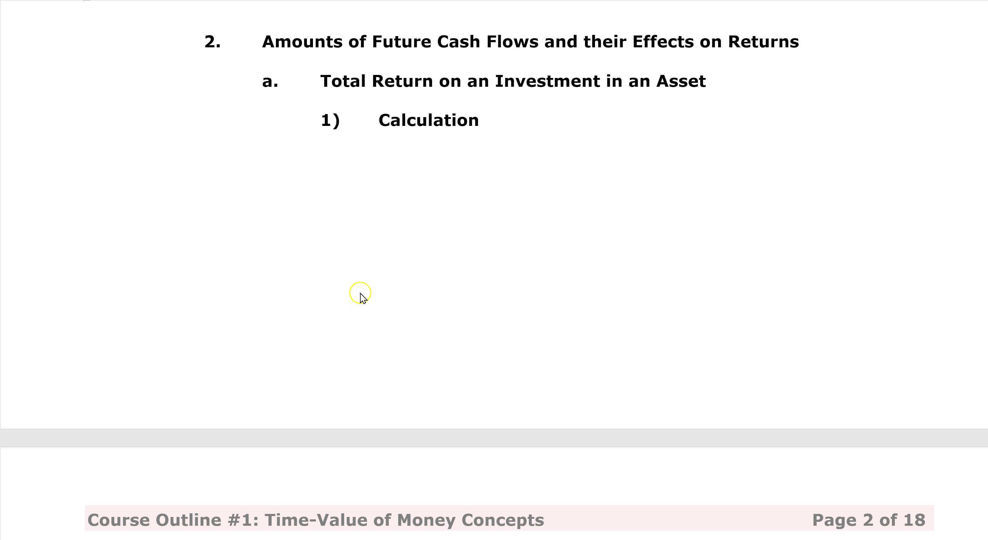 Total Return on an Investment in an Asset