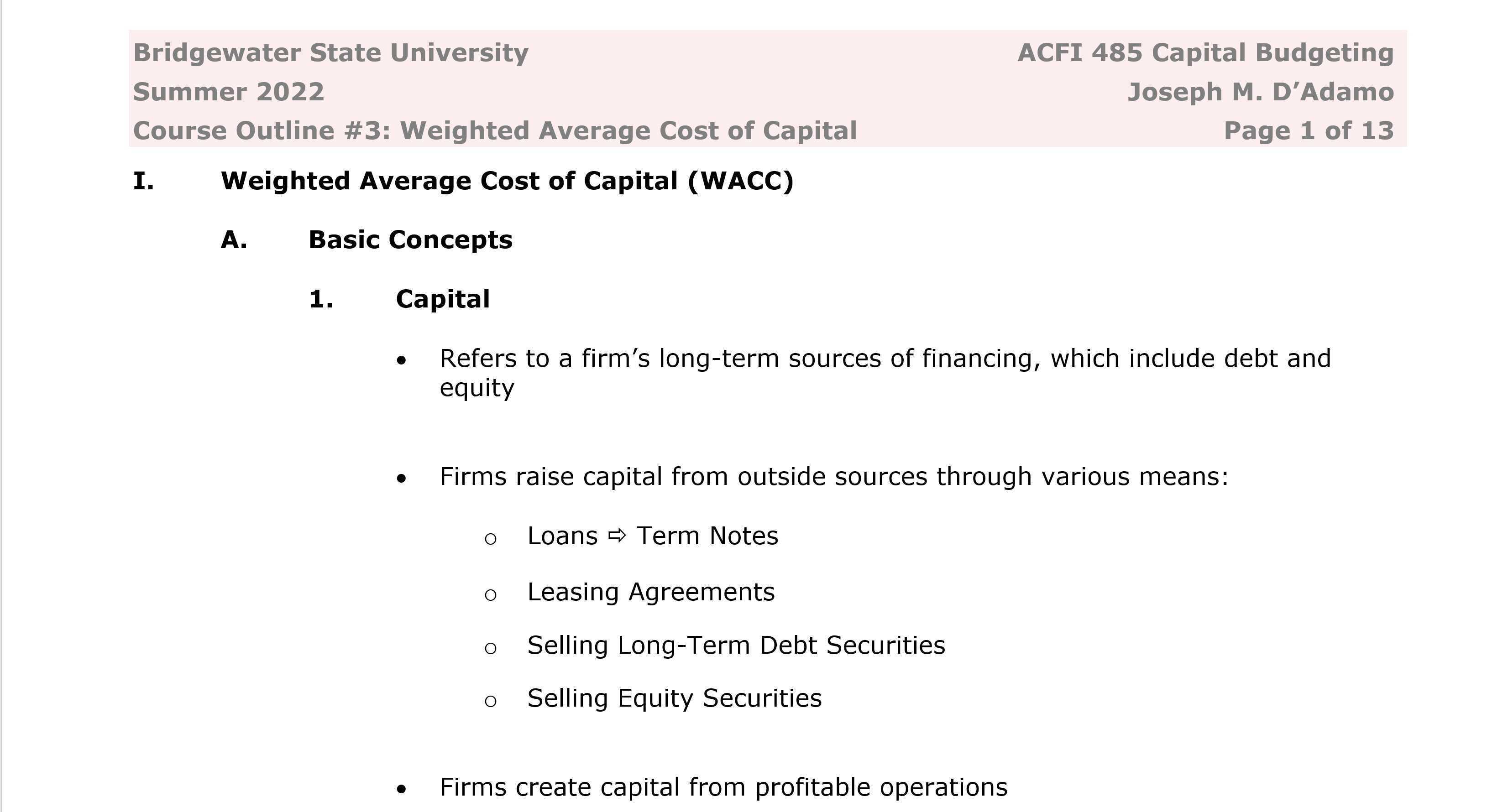 Weighted Average Cost Of Capital WACC Concepts