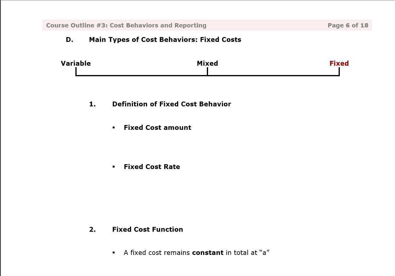 Fixed Costs
