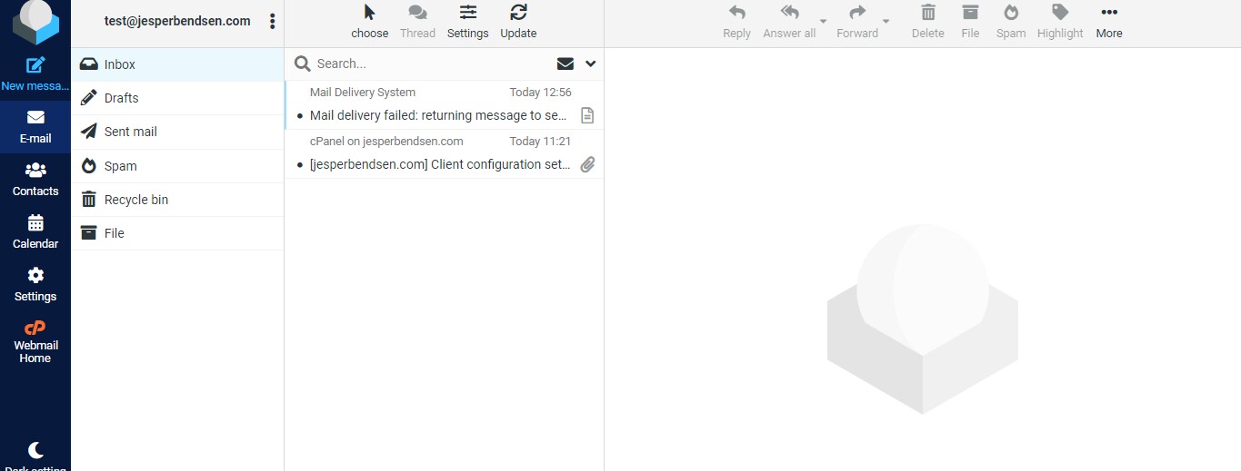 Snip roundcube webmail inbox google chrome