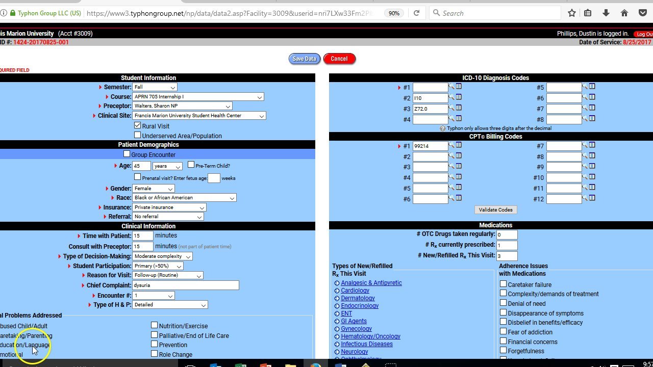Typhon Commands Examples Example Typhon Entry