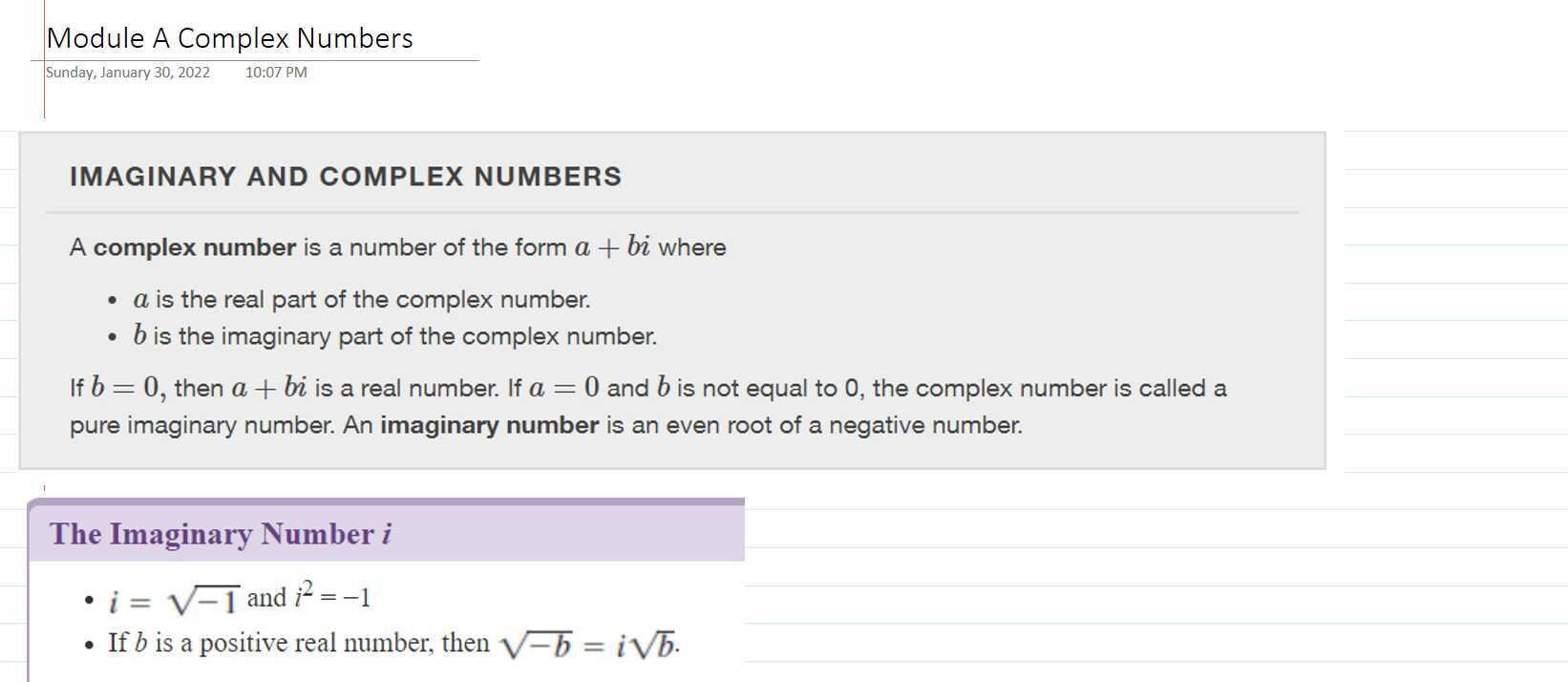 Module A Complex Numbers SJ Spring 2022