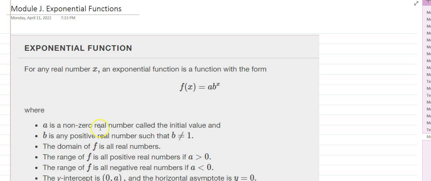 Module J. Exponential Functions Part 1 Spring 2022