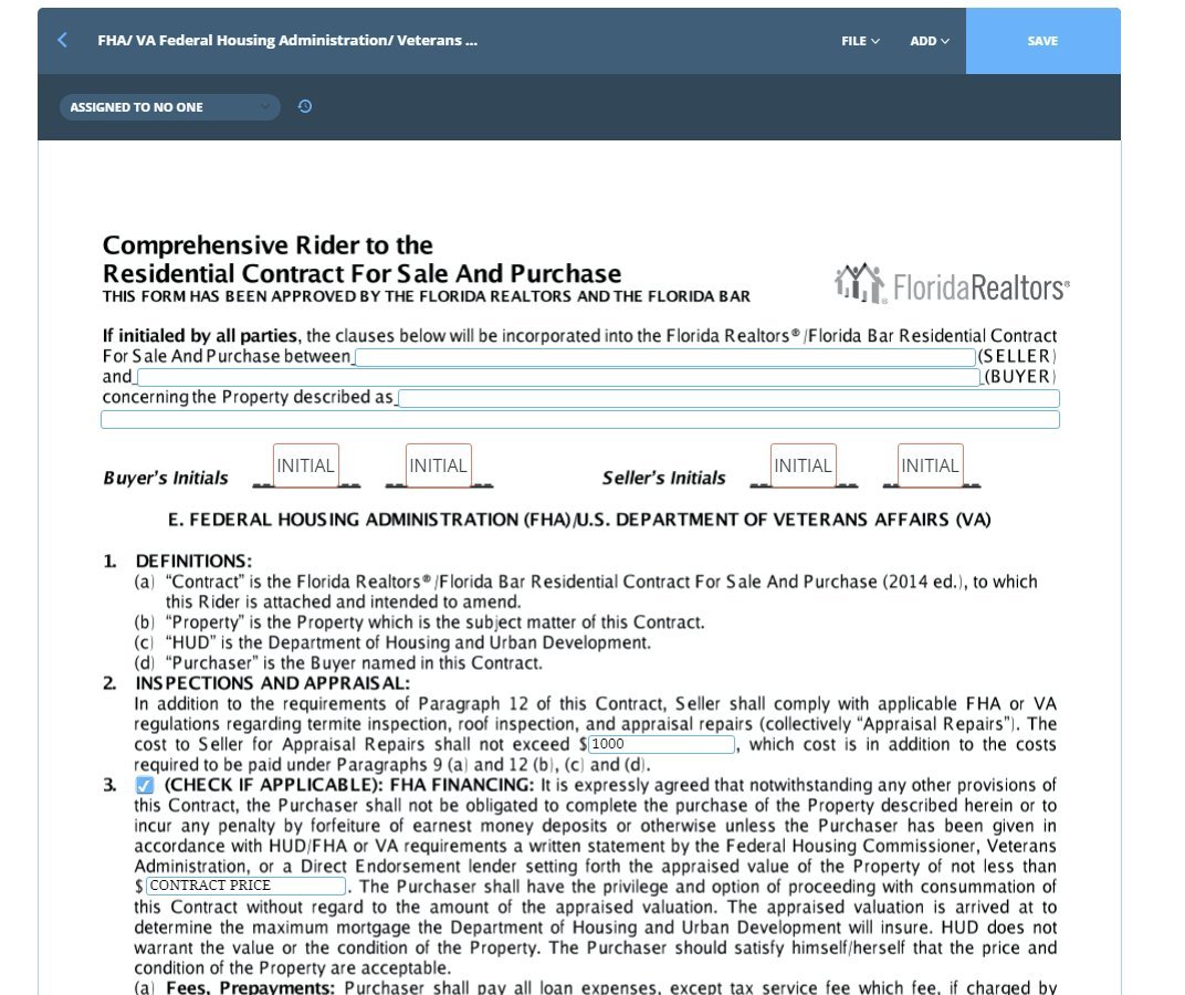 Mortgage Rider Sample FHA & VA Rider