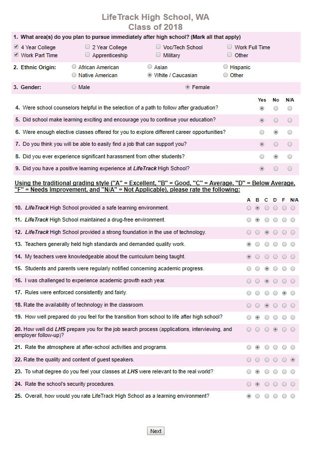 Senior Exit Survey With Added Questions 4336