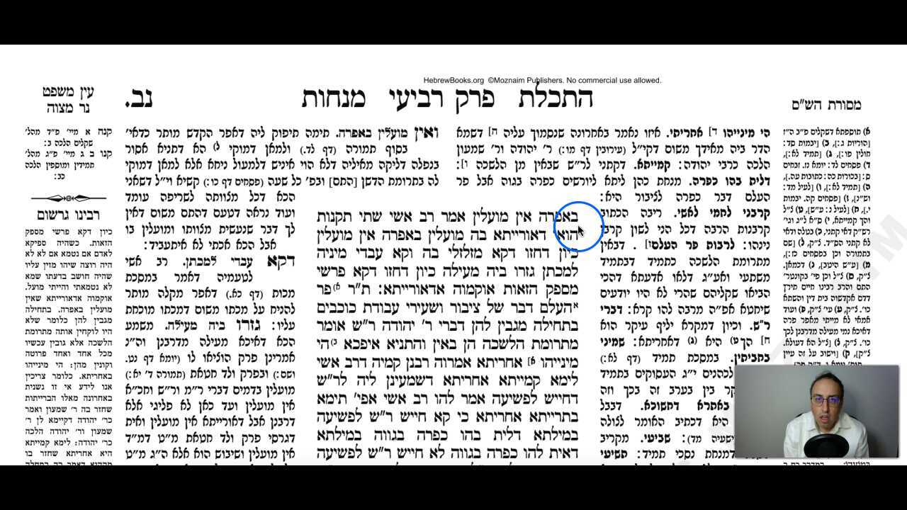 Menachos Daf 52a Daf Yomi Gemara (Talmud) Meseches Menachos Mesechet Menachot Masechet Menahot