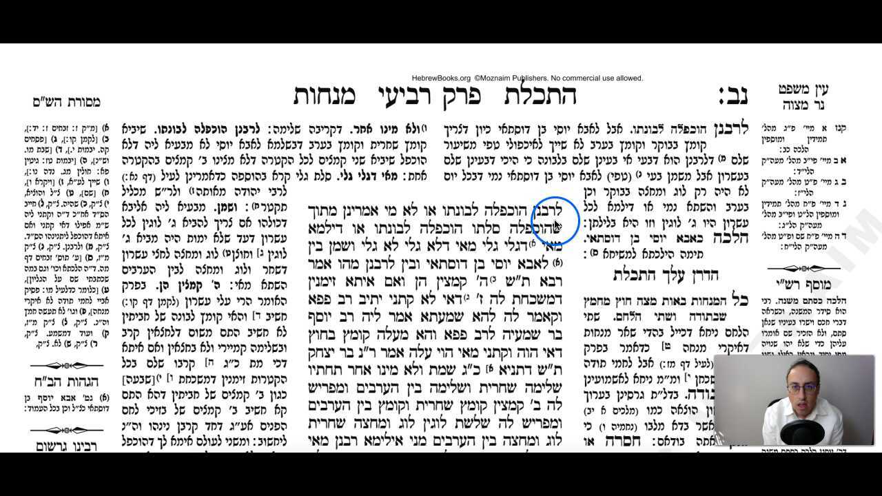 Menachos Daf 52b Daf Yomi Gemara (Talmud) Meseches Menachos Mesechet Menachot Masechet Menahot