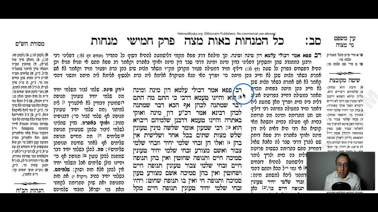 Menachos Daf 62b Daf Yomi Gemara (Talmud) Meseches Menachos Mesechet Menachot Masechet Menahot