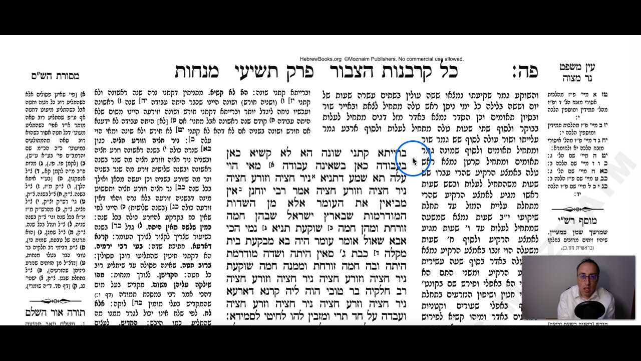 Menachos Daf 85b Daf Yomi Gemara (Talmud) Meseches Menachos Mesechet Menachot Masechet Menahot