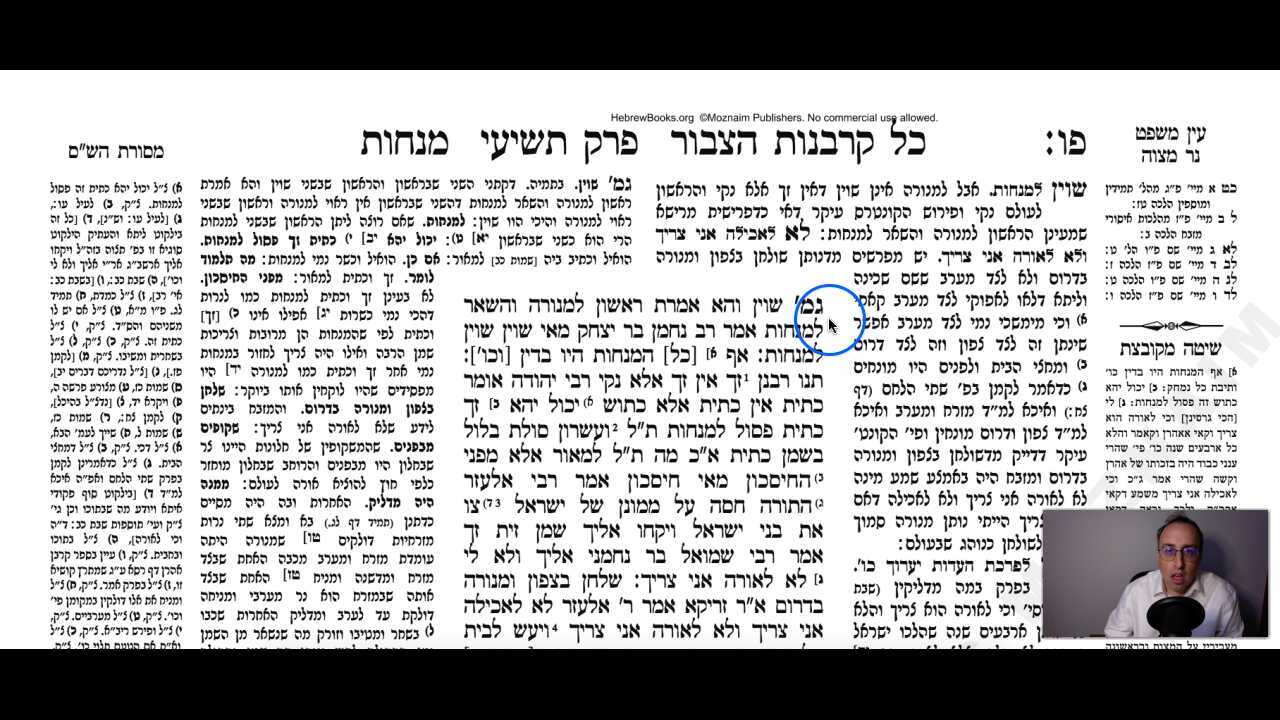 Menachos Daf 86b Daf Yomi Gemara (Talmud) Meseches Menachos Mesechet Menachot Masechet Menahot