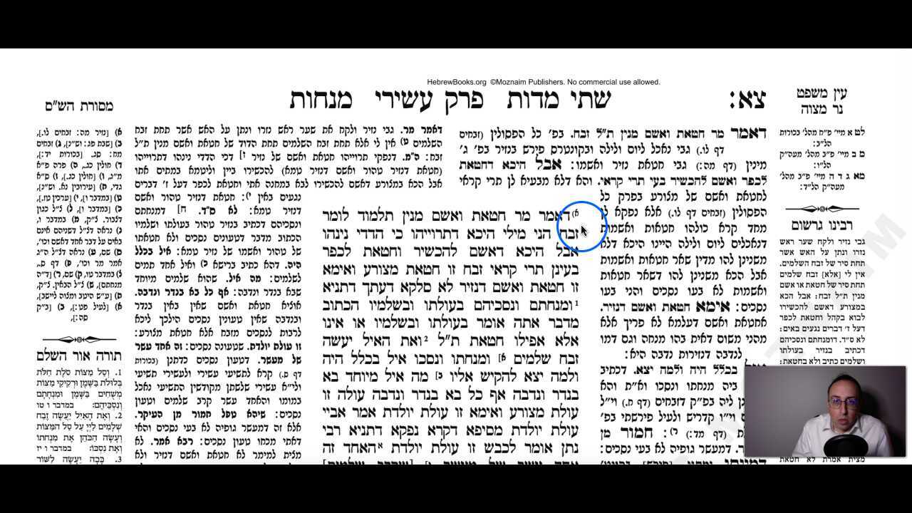 Menachos Daf 91b Daf Yomi Gemara (Talmud) Meseches Menachos Mesechet Menachot Masechet Menahot