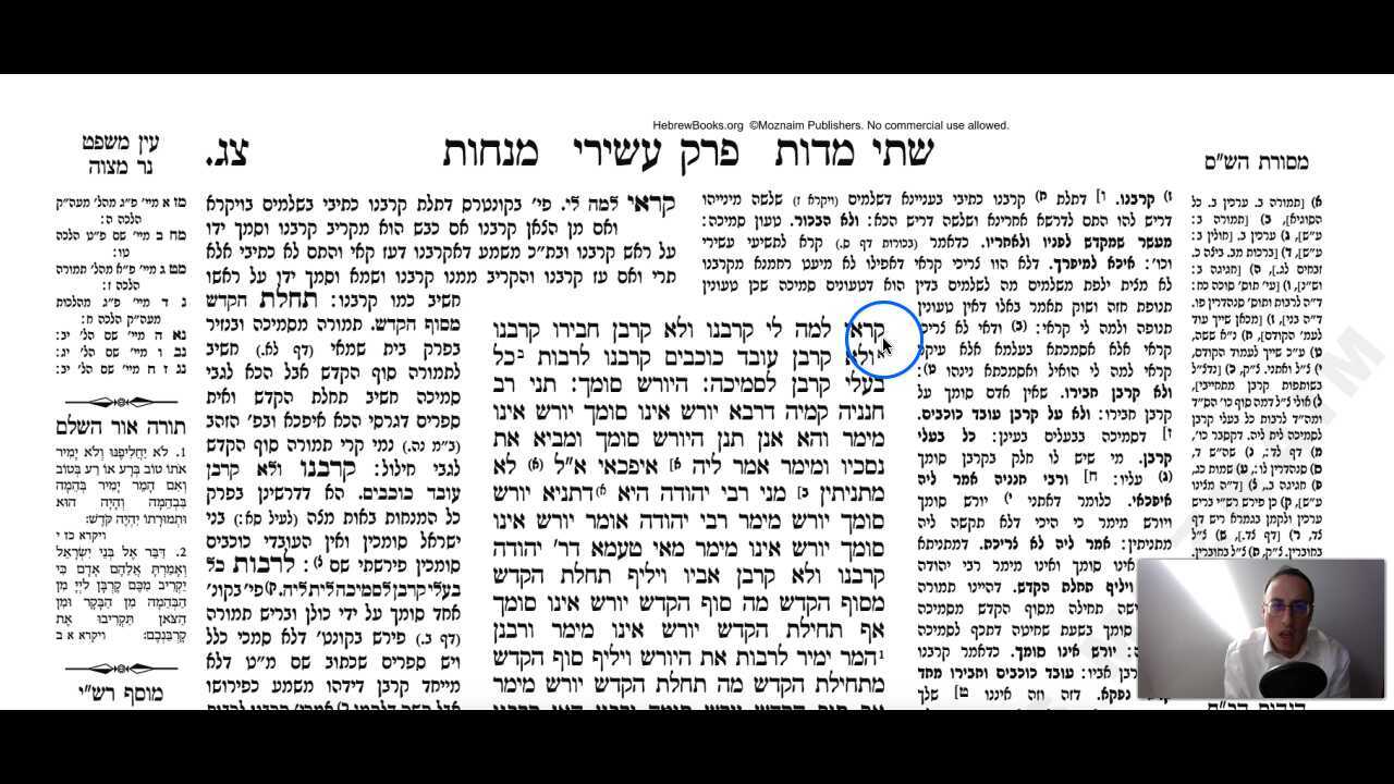 Menachos Daf 93a Daf Yomi Gemara (Talmud) Meseches Menachos Mesechet Menachot Masechet Menahot