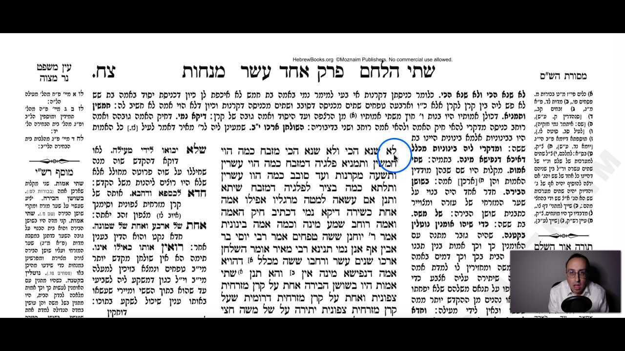 Menachos Daf 98a Daf Yomi Gemara (Talmud) Meseches Menachos Mesechet Menachot Masechet Menahot