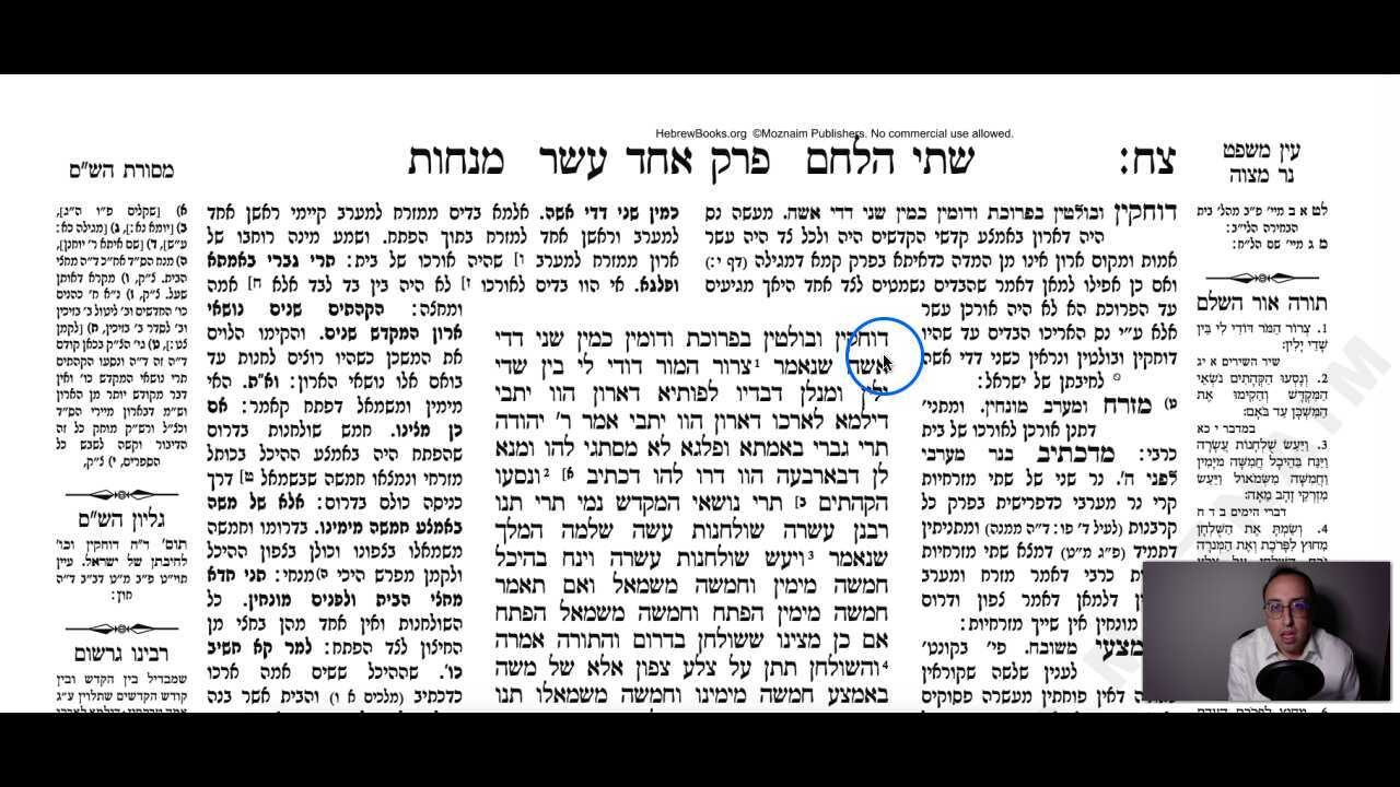 Menachos Daf 98b Daf Yomi Gemara (Talmud) Meseches Menachos Mesechet Menachot Masechet Menhot