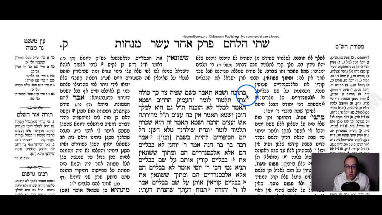 Menachos Daf 100a Daf Yomi Gemara (Talmud) Meseches Menachos Mesechet Menachot Masechet Menahot