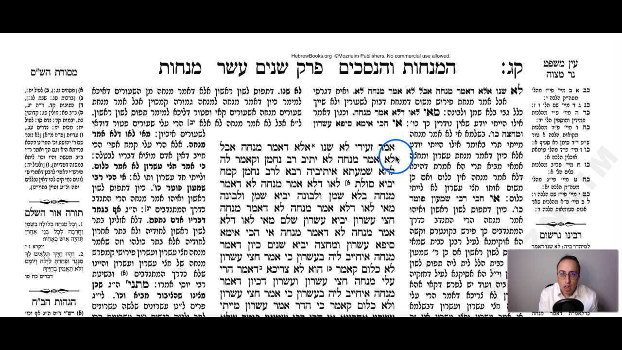 Menachos Daf 103b Daf Yomi Gemara (Talmud) Meseches Menachos Mesechet Menachot Masechet Menahot