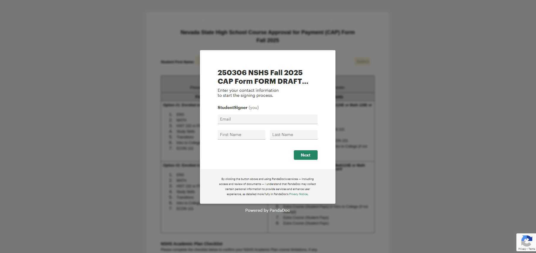 250320 Student Digital CAP Form Submission