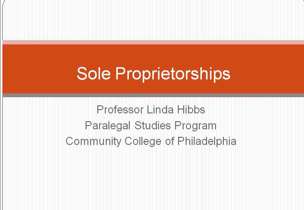 Sole Proprietorships
