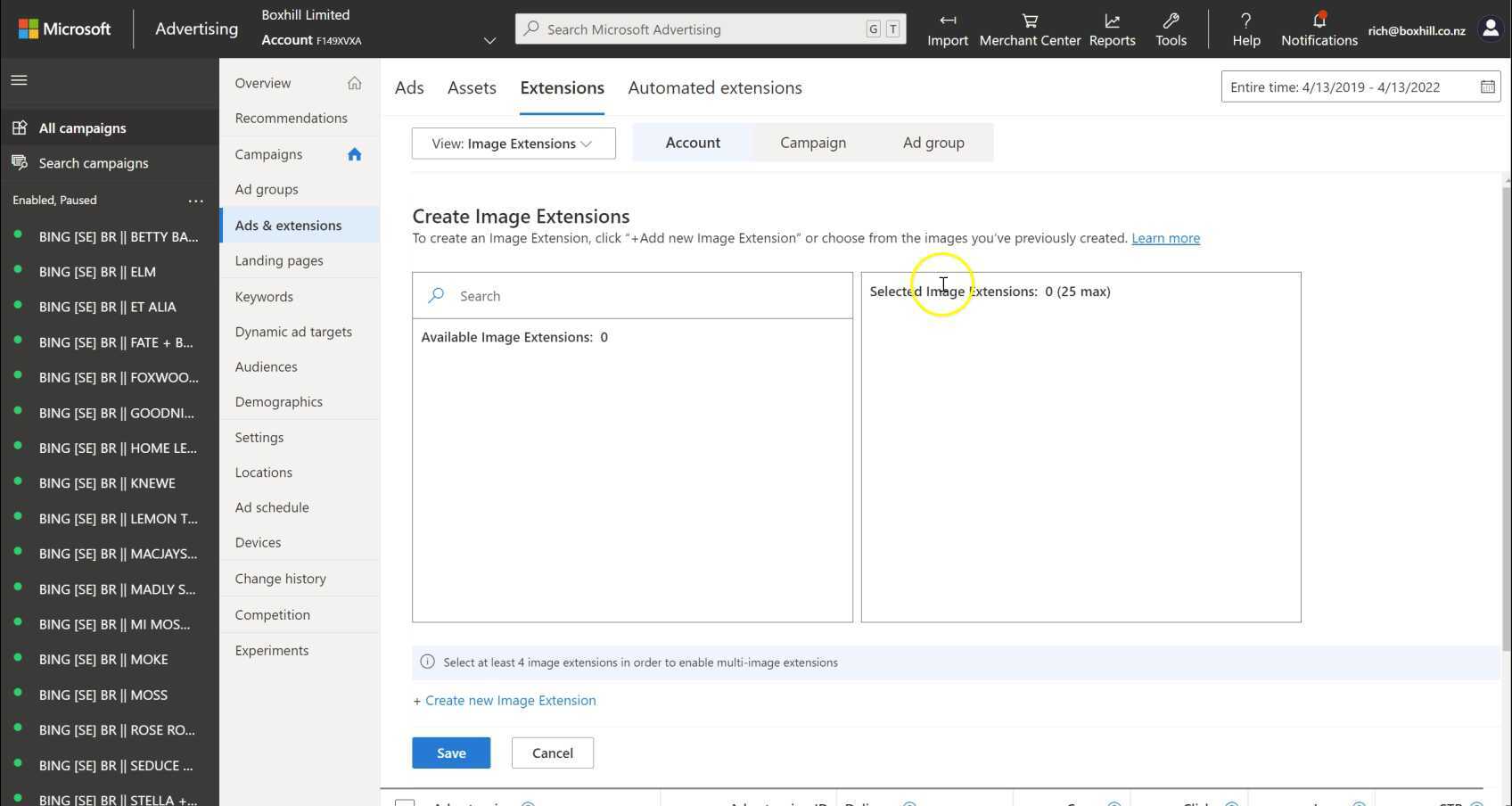 Bing Image; Action Extensions | Google Image Extensions
