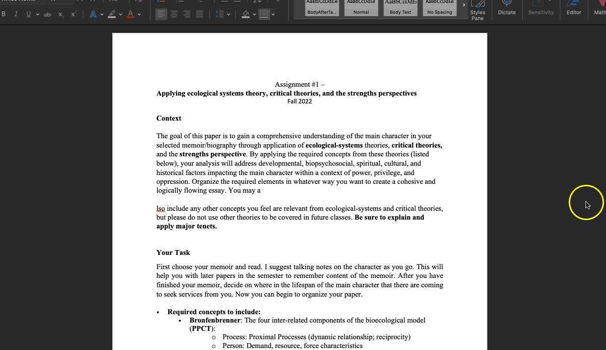 assignment description template