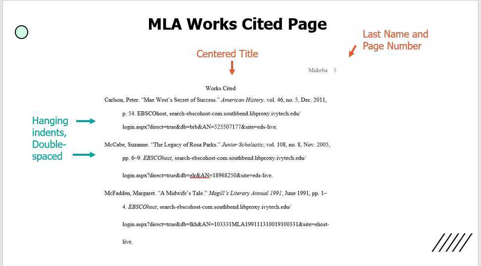 sample mla format works cited