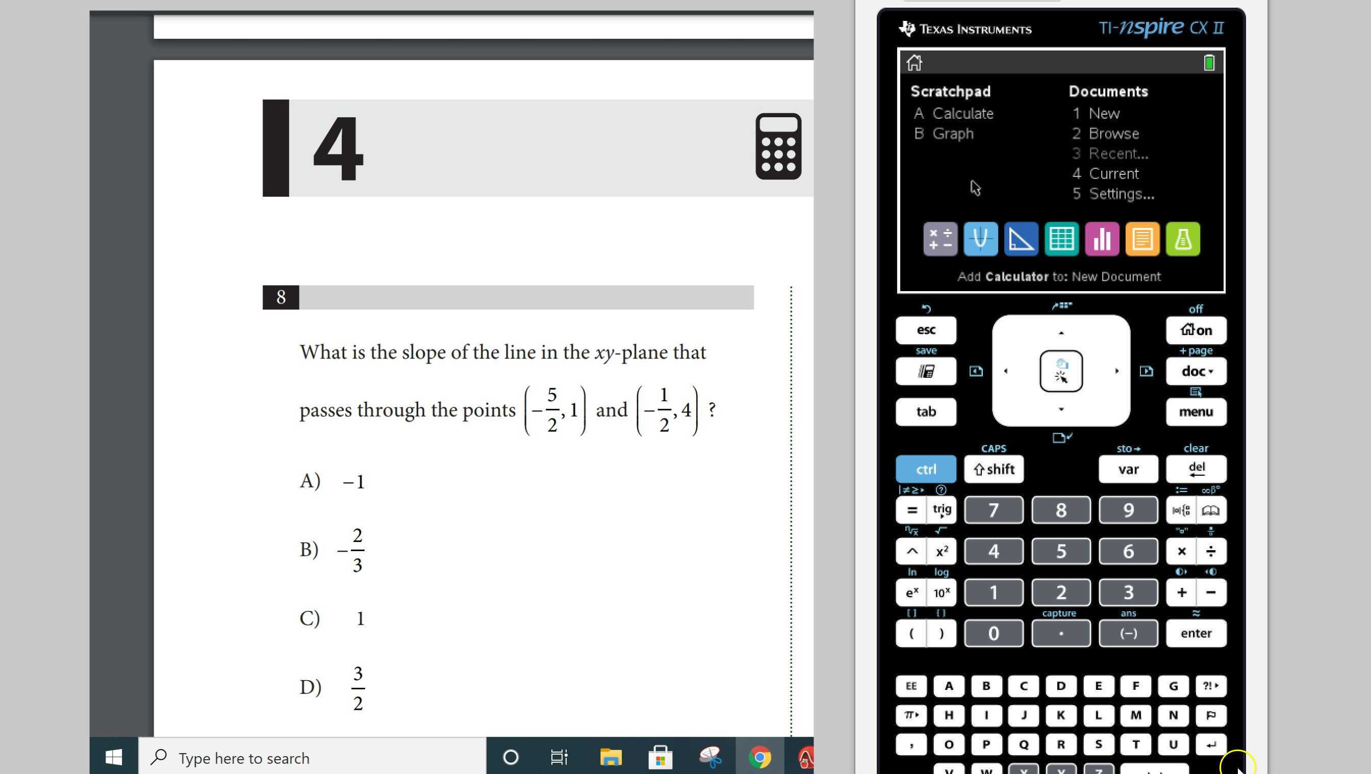 Finding slope using two points using TI Nspire CX II