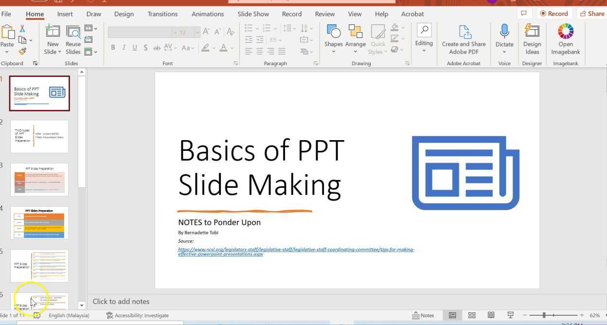 Using your Notes while Presenting your PPT Slides Presenters View