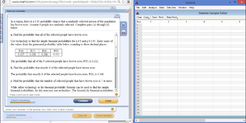 StatDisk and Binomial Probability