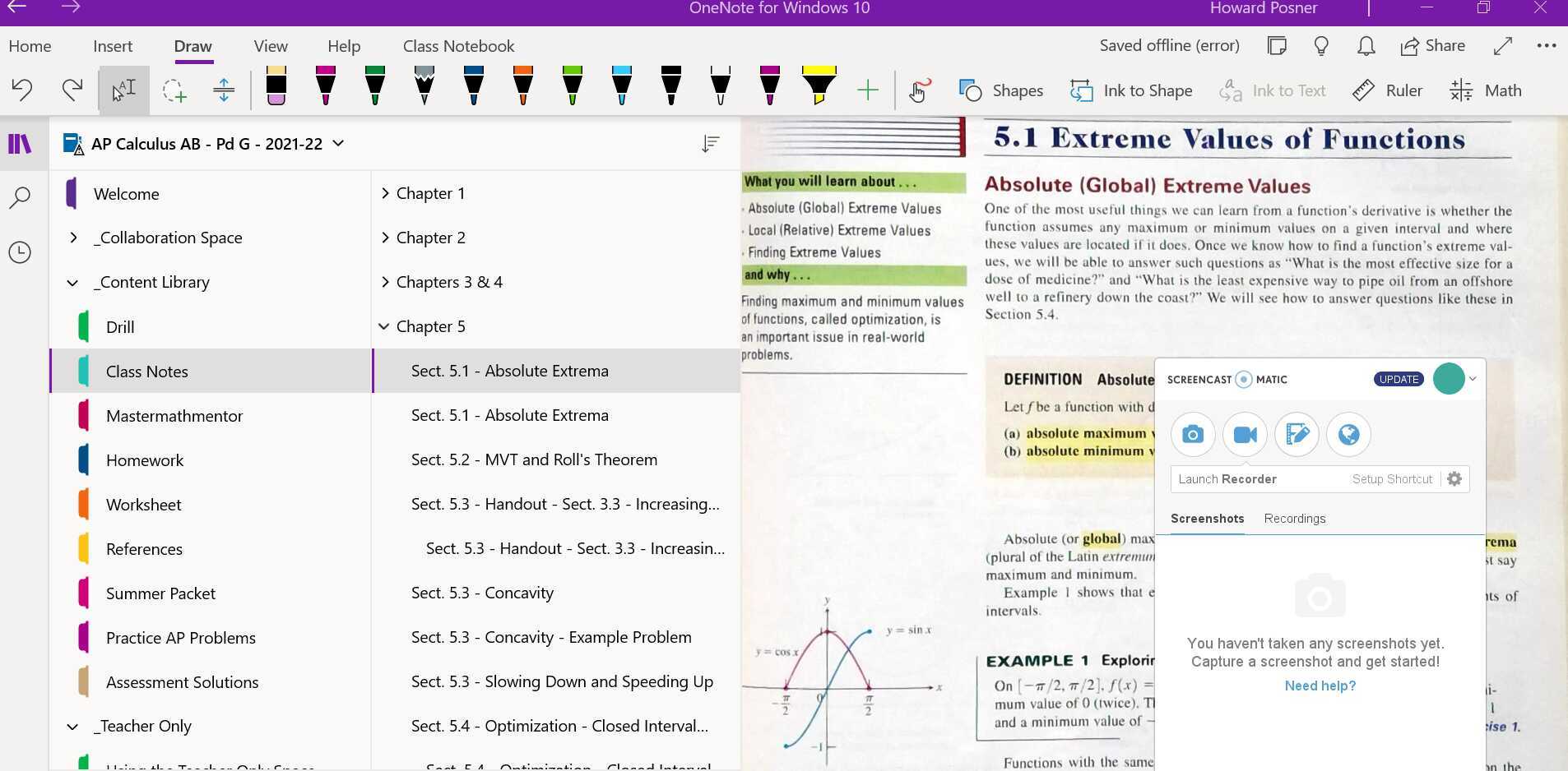 5.1 - Extreme Vaalues of Functions - 2021-22