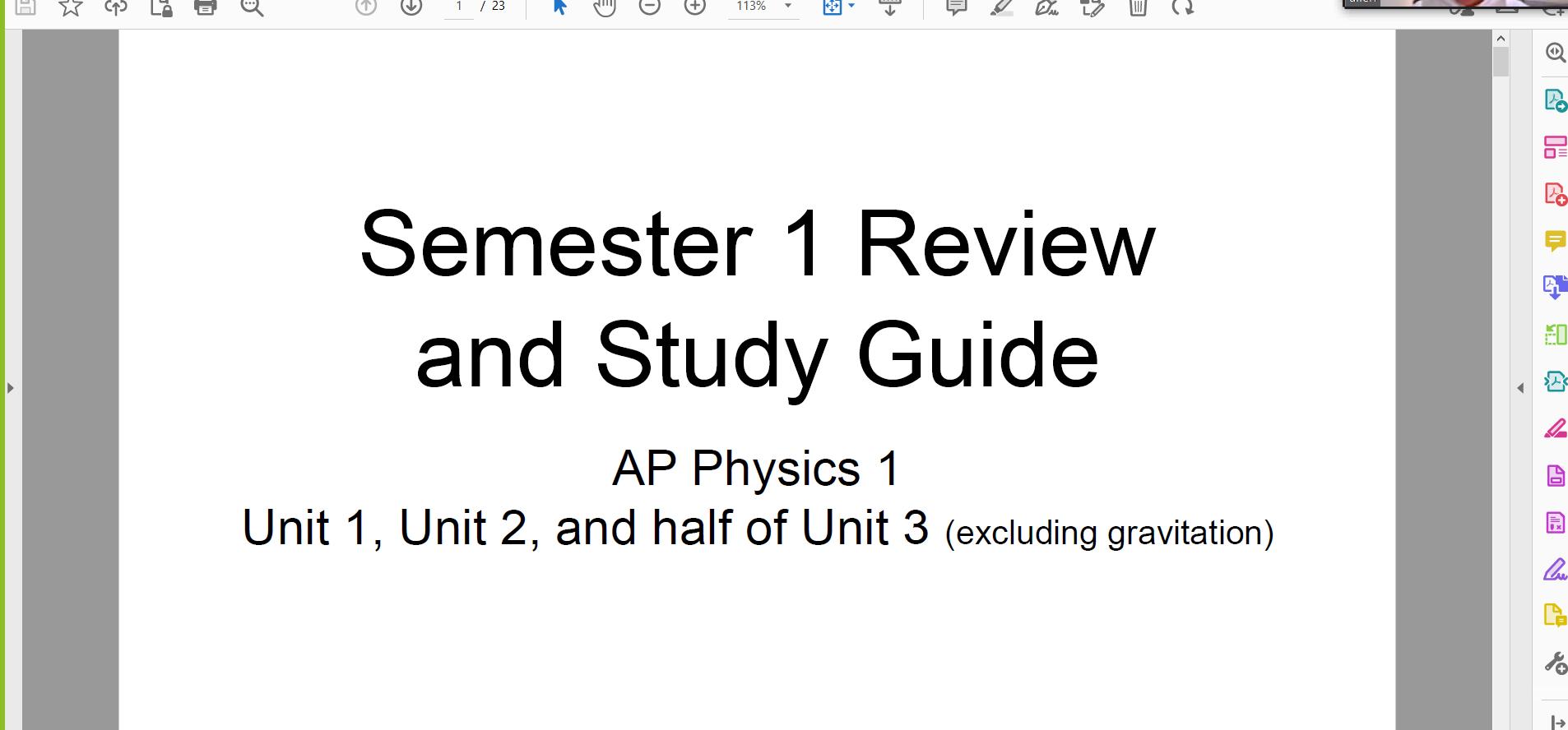 Review for AP Physics semester 1 final