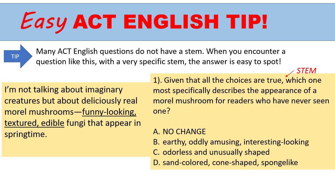 ACT English Tip THE STEM