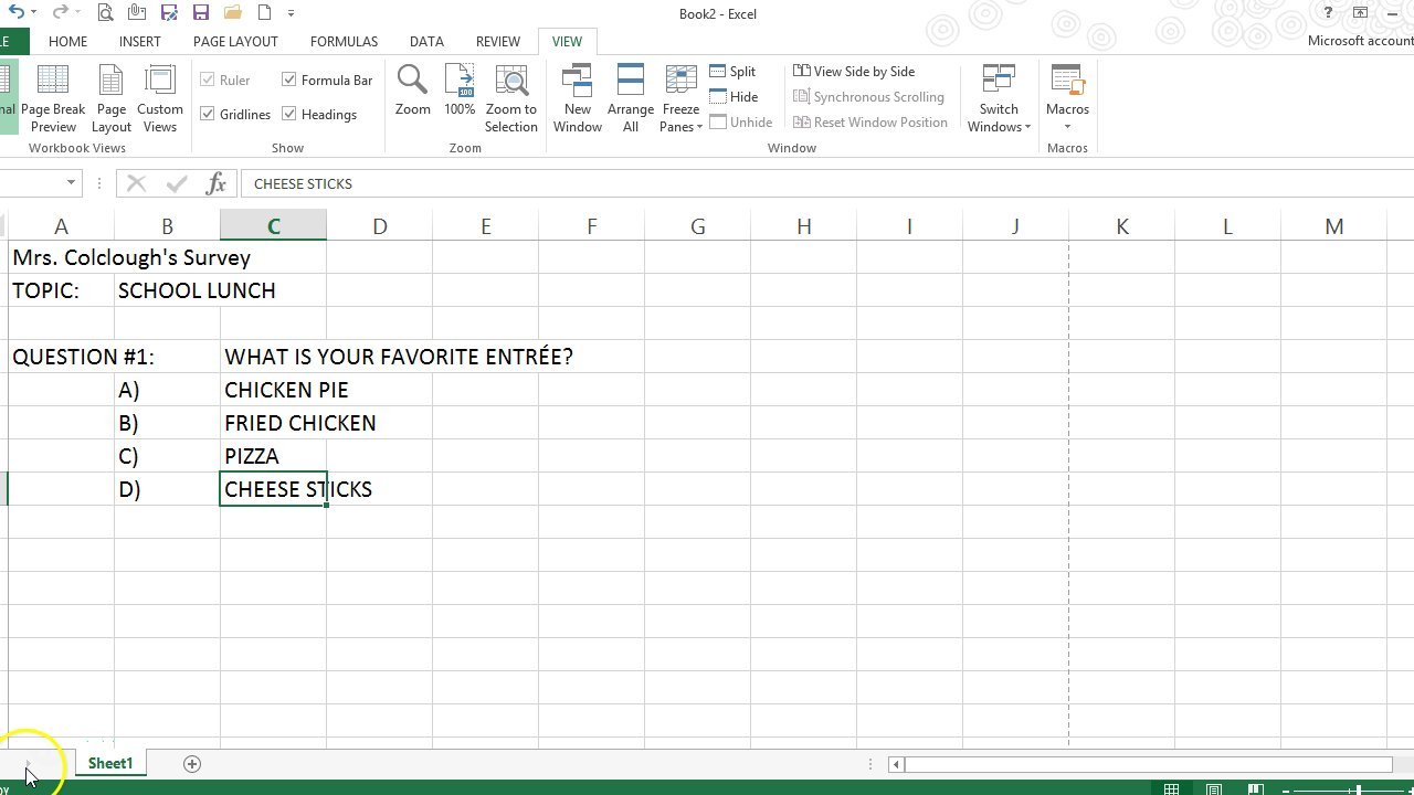Setting Up your Data in Excel