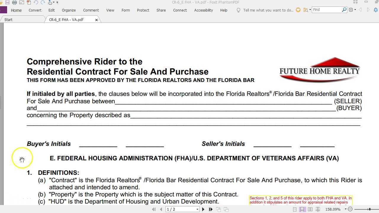 Rider E - FHA/VA RIDER