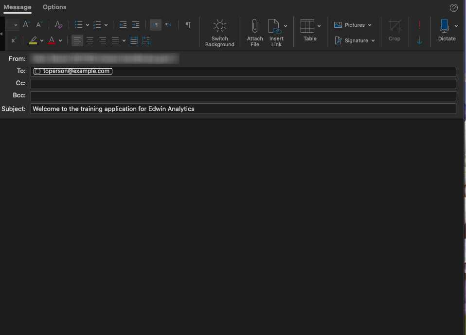 EOE Edwin Training Outlook invite example