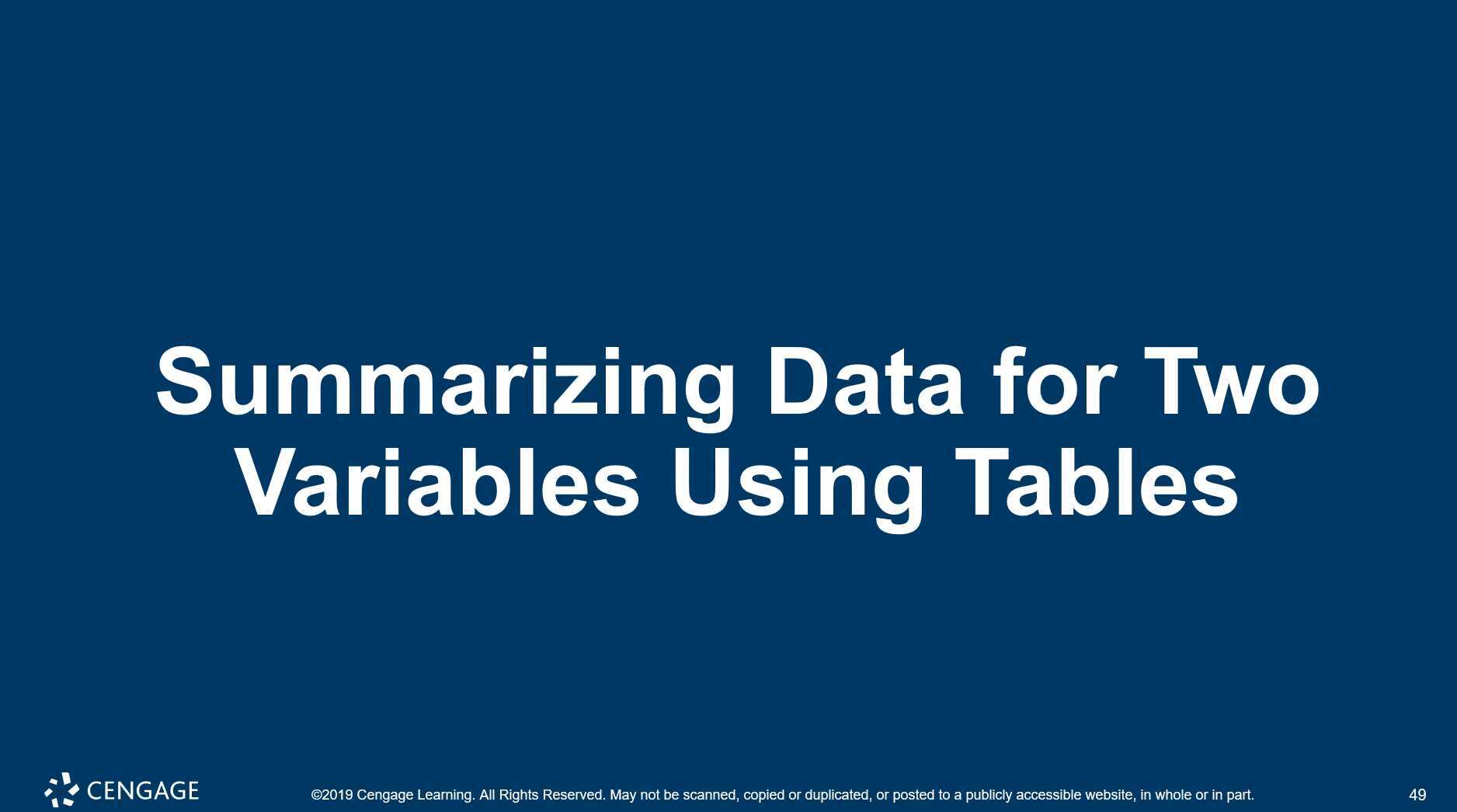 Summarizing Data for Two Variables