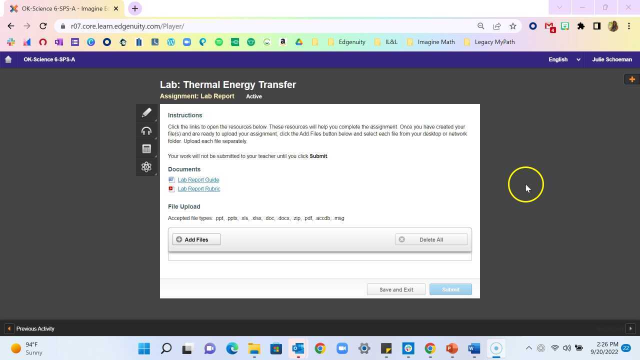 Uploading an Assignment Document to Edgenuity