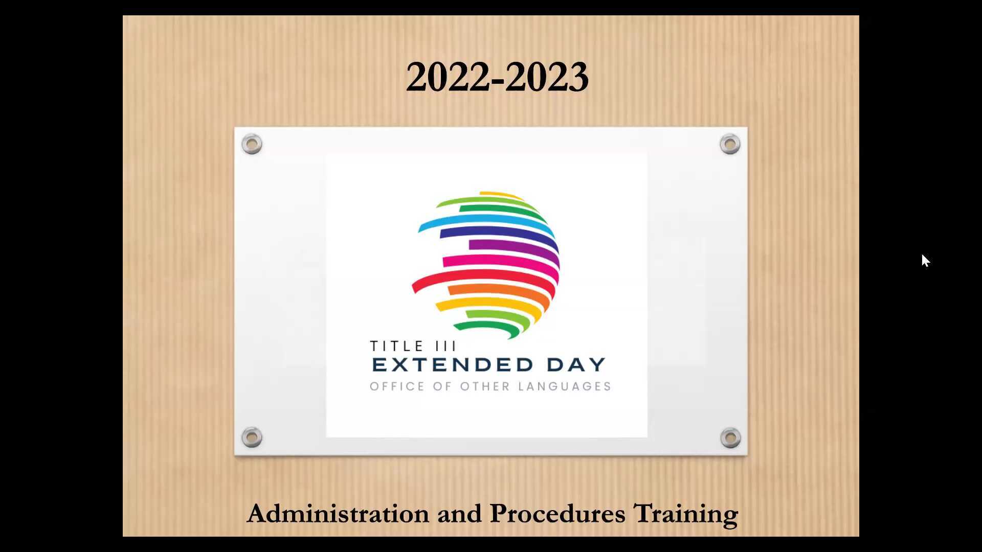 2022-2023 Extended Day Administration and Procedures Training