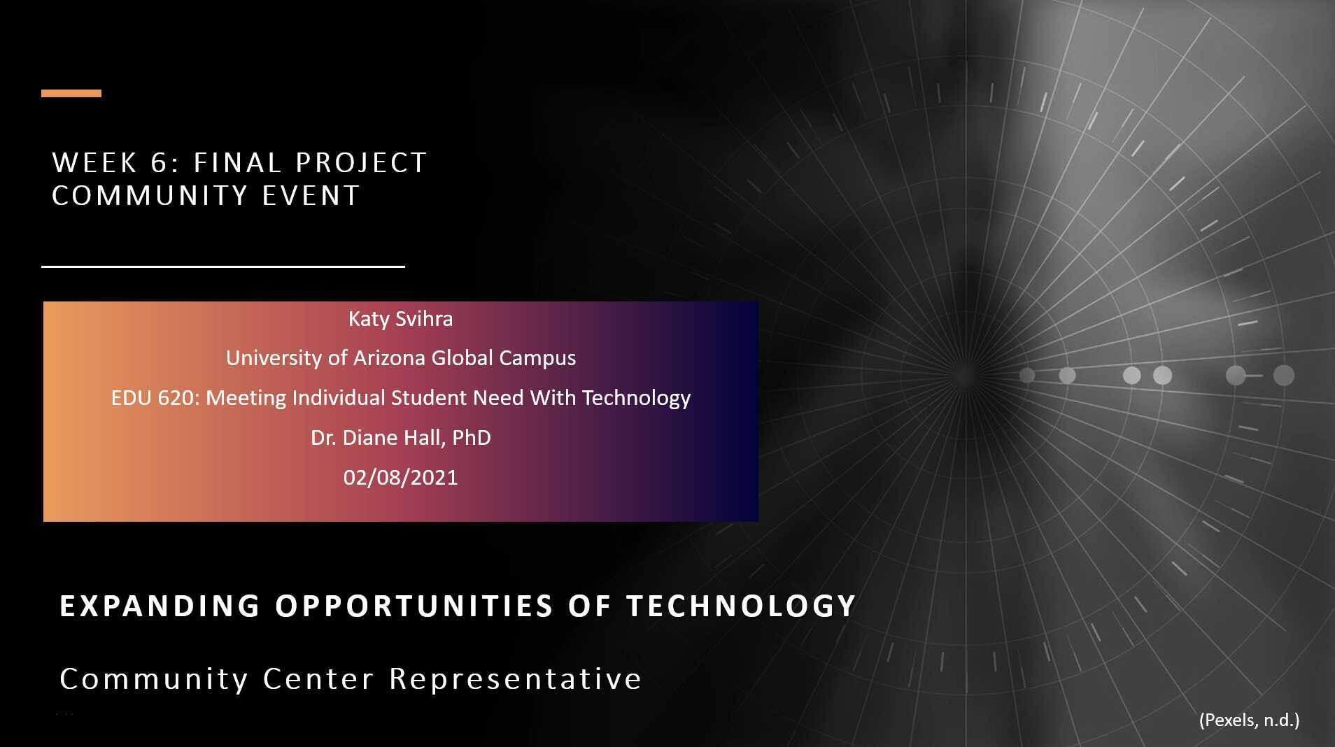EDU 620: Week 6 - Final Project Community Event