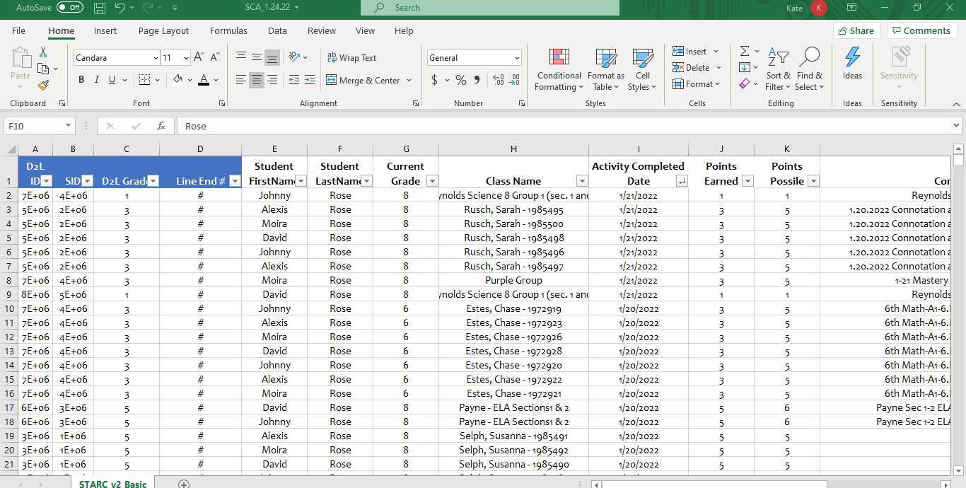 Importing SCA scores to D2L