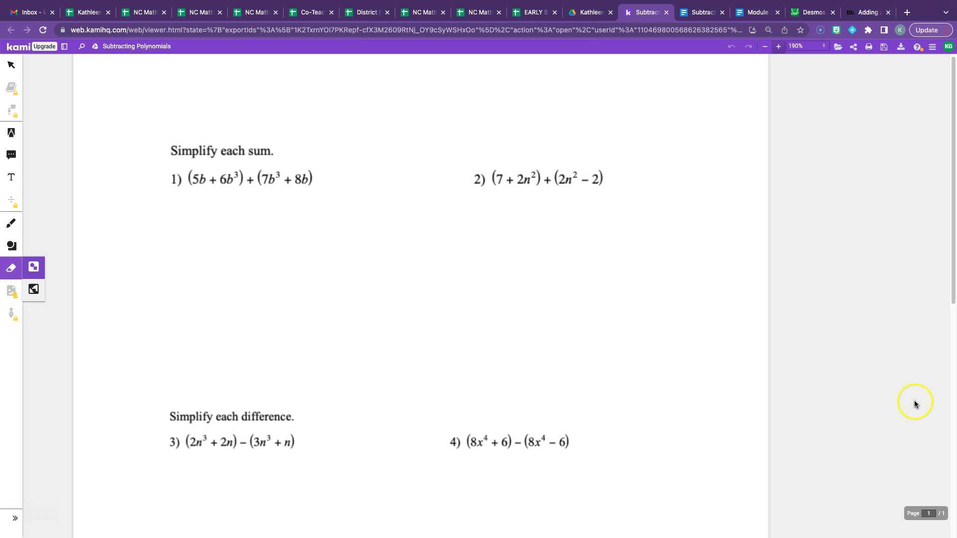 Adding/Subtracting Polynomials